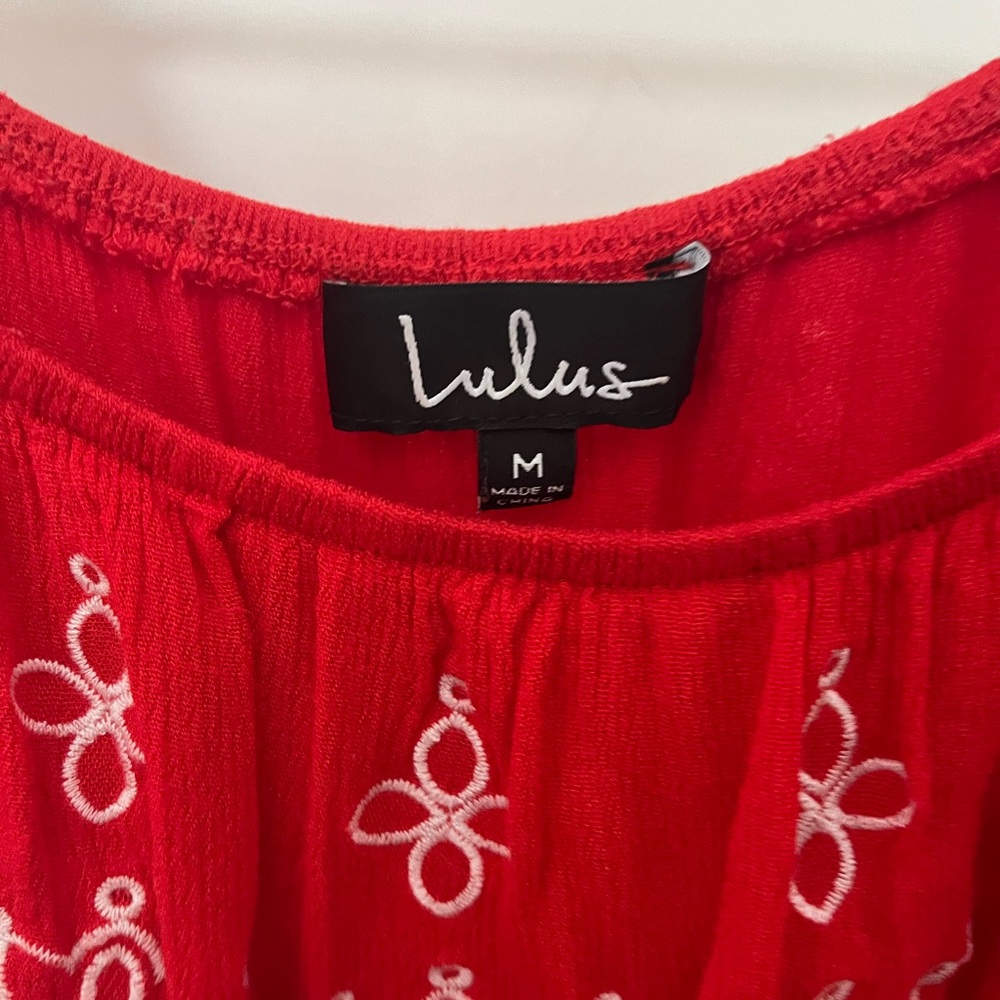 Red Off-the-shoulder Lulu’s Dress - Picture 2 of 5